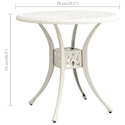 vidaXL Table de jardin Blanc 78x78x72 cm Aluminium coulé pas cher