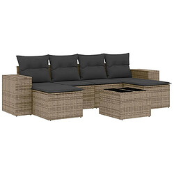 vidaXL Salon de jardin avec coussins 7 pcs gris résine tressée