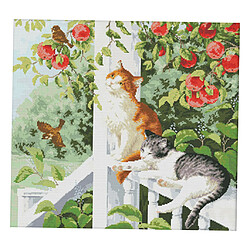 Avis Artisanat Estampillé Kit De Point De Croix-chat 2 Chats 14CT