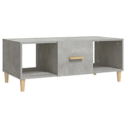 vidaXL Table basse gris béton 102x50x40 cm bois d'ingénierie