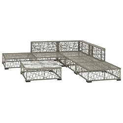 Avis Maison Chic Salon de jardin 6 pcs + coussins - Mobilier/Meubles de jardin - Table et chaises d'extérieur Résine tressée Gris -MN91396