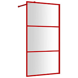 vidaXL Paroi de douche avec verre ESG transparent rouge 100x195 cm