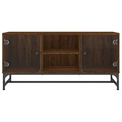 Acheter vidaXL Meuble TV avec portes en verre chêne marron 102x37x50 cm