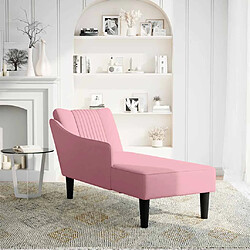 vidaXL Fauteuil long avec accoudoir droit rose velours