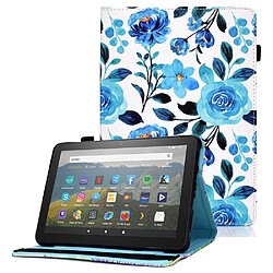 Etui en PU avec support et porte-cartes pour votre Amazon Fire HD 8 (2020) - Rose bleue