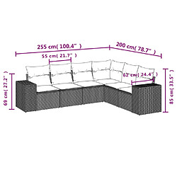 Avis vidaXL Salon de jardin avec coussins 6 pcs marron résine tressée