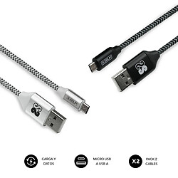 Pack Subblim de Câbles USB vers et Micro USB - Vitesse de Charge Élevée - Synchronisation des Données jusqu'à 480 Mbps - Fibre Nylon Résistante - Couleur Noir