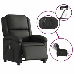 Maison Chic Fauteuil Relax pour salon, Fauteuil de massage inclinable électrique noir cuir véritable -GKD48184 pas cher