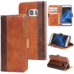 Wewoo Housse Coque Pour Galaxy S7 Retro Texture Contrast Color Splicing Horizontal Flip TPU + en cuir PU avec fentes cartes et support et portefeuille marron