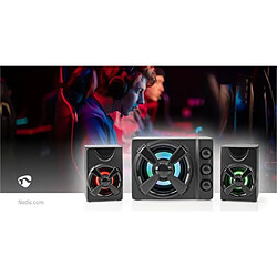 Avis NEDIS KIT ENCEINTE 2.1 caisson de basses + 2 haut-parleurs satellites USB 3.5 mm Mâle 33 W LED RGB Contrôle du Volume