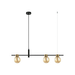 Luminaire Center Suspension Bletter Verre,Acier Noir, Ambre