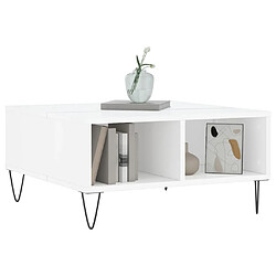 Avis Maison Chic Table basse,Table Console Table d'appoint, Table pour salon blanc brillant 60x60x30 cm bois d'ingénierie -MN97861