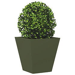 Avis vidaXL Jardinières 2 pcs vert olive 30x30x30 cm acier