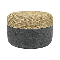 Avis Vente-Unique Pouf rond en rotin naturel clair et gris LOMANGO