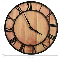 Acheter vidaXL Horloge murale 39 cm Marron et noir MDF et fer