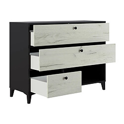 Avis Pegane Commode en mélamine avec 3 tiroirs coloris noir et blanc - longueur 110 x largeur 40 x hauteur 84 cm