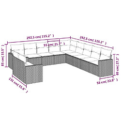 Avis Maison Chic Salon de jardin 11 pcs avec coussins | Ensemble de Table et chaises | Mobilier d'Extérieur gris résine tressée -GKD93496