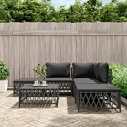 vidaXL Salon de jardin avec coussins 6 pcs anthracite acier