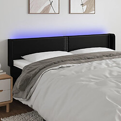 Maison Chic Tête de lit moderne à LED lumineuse pour chambre - Décoration de lit Noir 203x16x78/88 cm Similicuir -MN91540