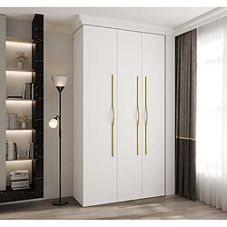 Abiks Meble Armoire à portes battantes Como 2 245,5/130/40 3 portes (blanc/doré)