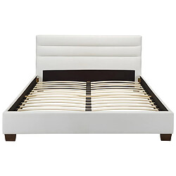 Vente-Unique Lit 160 x 200 cm - Simili - Blanc + Matelas - FAUSTIN pas cher