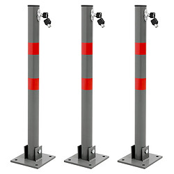 Ecd Germany 3x Barrière de parking rabattable poteau de stationnement borne de poste 68 cm