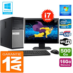 PC Tour DELL 7010 Core I7-2600 Ram 16Go Disque 500 Go Wifi W7 Ecran 22" - Occasion