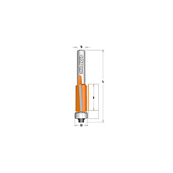 Fraise à affleurer avec roulement, coupe doite D. 6,35 x Lu. 25,4 x Q. 6 mm - 706.064.11 - CMT