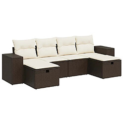 vidaXL Salon de jardin avec coussins 6 pcs marron résine tressée