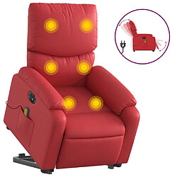 Maison Chic Fauteuil Relax pour salon, Fauteuil inclinable de massage électrique rouge similicuir -GKD47246