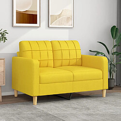 vidaXL Canapé à 2 places Jaune clair 120 cm Tissu