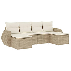 vidaXL Salon de jardin avec coussins 6 pcs beige résine tressée