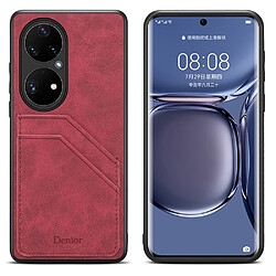 Coque en TPU + PU double porte-cartes, hybride rouge pour votre Huawei P50 Pro