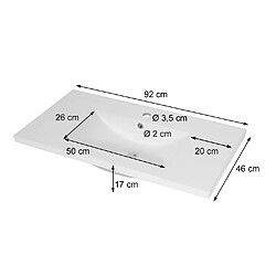 Avis Mendler Lavabo HWC-D16, lavabo à main lavabo meuble salle de bain, céramique rectangulaire blanc ~ 92cm 30mm bord