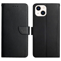 Etui en cuir véritable texture nappa, couleur unie avec support noir pour votre iPhone 13 mini 5.4 pouces