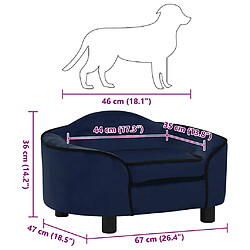 vidaXL Canapé pour chien Bleu 67x47x36 cm Peluche pas cher