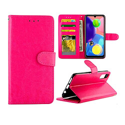 Wewoo Housse Coque Pour Galaxy A70S / A70 Crazy Horse Texture de protection en cuir à rabat horizontal avec support et fentes cartes et portefeuille et cadre photo Magenta