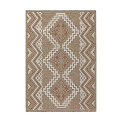 Jardindeco Tapis intérieur extérieur aspect jute terracotta Tijuana 9054 170 x 120 cm.