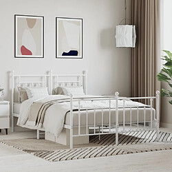 Maison Chic Lit adulte - Lit simple Cadre de lit métal avec tête de lit/pied de lit,Structure du lit Contemporain pour chambre blanc 140x190cm -MN51275