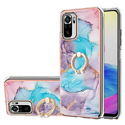 Coque en TPU anti-chute, motif marbré anti-jaunissement IMD flexible avec béquille voie lactée bleu marbré pour votre Xiaomi Redmi Note 10 4G/10S