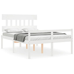 Maison Chic Lit adulte - Cadre Structure de lit avec tête de lit Contemporain blanc double bois massif -MN94060