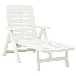 Maison Chic Chaise longue pliable de jardin | Bain de soleil Relax | Transat Plastique Blanc -GKD64898