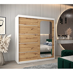 Abiks Meble Armoire PROMO V2 À Portes Coulissantes 200/180/62 2 Portes (Blanc/Artisan)