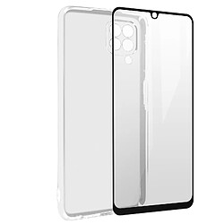 Avizar Coque Samsung Galaxy A22 Souple et Film Verre Trempé 9H noir