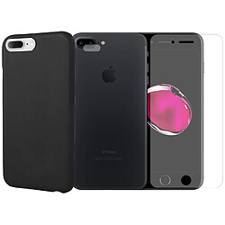 Protection intégrale Verre Trempé iPhone 7 Plus + Verre Trempé Caméra Arrière + Coque souple silicone Noire - Visiodirect -