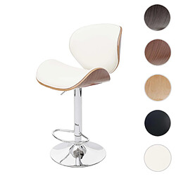 Mendler Tabouret Foxrock, chaise de bar, bois courbé desgin rétro ~ aspect noix, crème