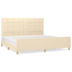 Maison Chic Lit adulte - Cadre Structure de lit avec tête de lit Contemporain Crème 200 x 200 cm Tissu -MN54433