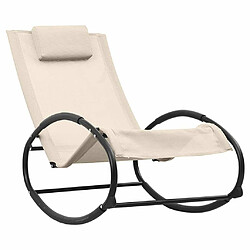 Maison Chic Chaise longue avec oreiller | Bain de soleil Relax | Transat acier et textilène crème -GKD45355