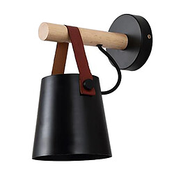 Mode Moderne Nordique Applique Murale Abat-jour En Bois Lampe De Chevet Noir