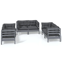 Maison Chic Salon de jardin 6 pcs + coussins - Mobilier/Meubles de jardin - Table et chaises d'extérieur Bois de pin massif -MN62503